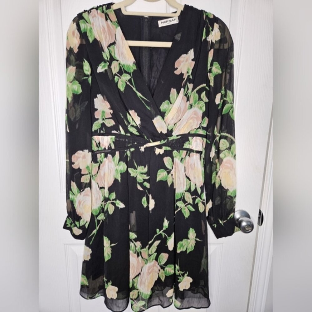 NAF NAF Paris Black Floral Dress Size 36